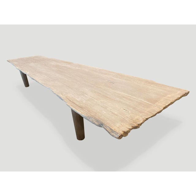 Andrianna Shamaris White Washed Live Edge Teak Wood Coffee Table or Bench For Sale - Image 11 of 18