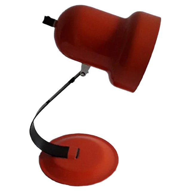 Vintage Adjustable Orange and Black Metal Lamp, 1970s For Sale