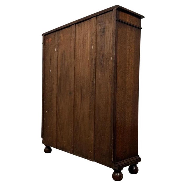 Brown Early 20th Century Antique English Oak Glazed Display Cabinet For Sale - Image 8 of 12