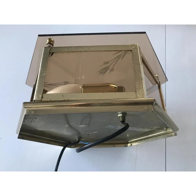 Art Deco Brass Glass Ceiling Lamp, 1960s For Sale - Image 9 of 18