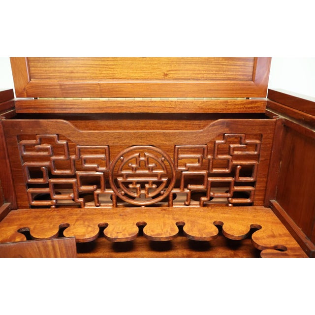 Brown 1960s George Zee Teak and Brass Flip-Top Cocktail Bar Cabinet For Sale - Image 8 of 16