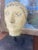 Mid-Century Modern Textured Vintage Papier-Mâché Head Sculpture With Hand-Painted Detailing on Custom Stand.. For Sale - Image 3 of 9