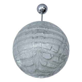 Large Brutalist Glass Pendant Light from Doria, 1970s For Sale