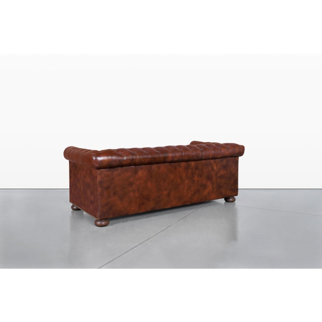 Vintage Brown Leather Chesterfield Sofa For Sale - Image 11 of 13