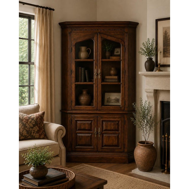 Ethan Allen Royal Charter Oak Corner Cabinet For Sale - Image 10 of 10