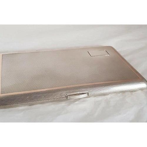 1940s George VI Turned Sterling Silver Engine Cigarette Case by W. H. Manton, 1945 For Sale - Image 5 of 13