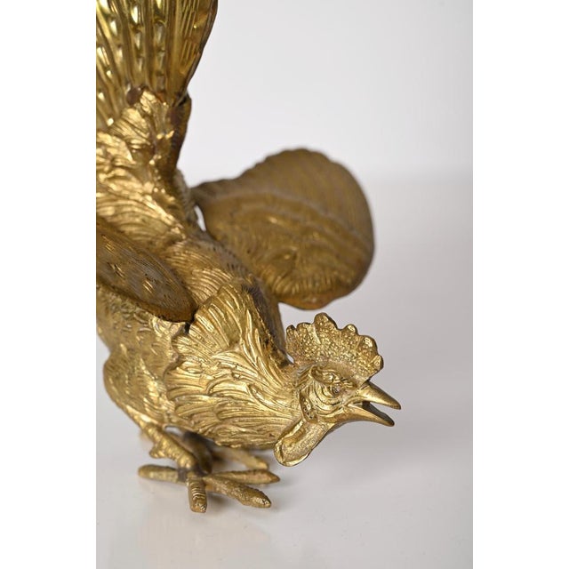 Italian Gold Plated Fighting Cockerel Ornaments, 1960s, Set of 2 For Sale - Image 14 of 16
