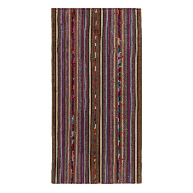 Textile 1950s Vintage Chaput Kilim in Multicolor Striped Patterns For Sale - Image 7 of 7