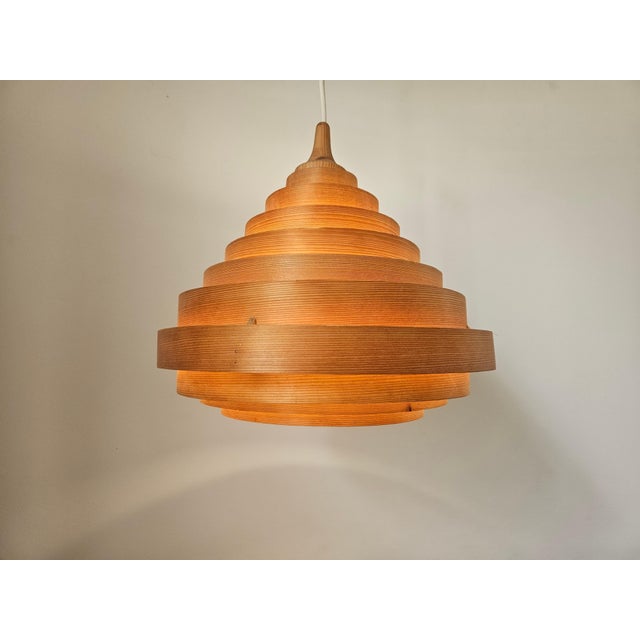 Mid-Century Veneer Pendant in the style of Hans-Agne Jakobsson, Denmark, 1970s For Sale - Image 6 of 15