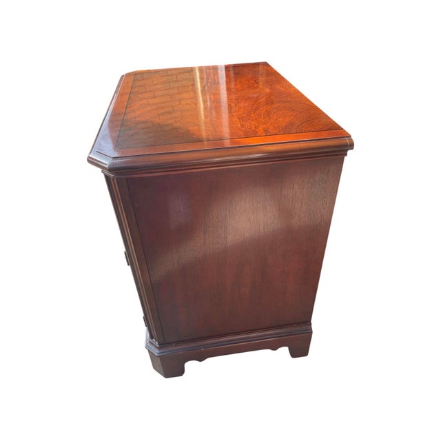 Wood Drexel Chippendale Mahogany Flame Nightstands For Sale - Image 7 of 7