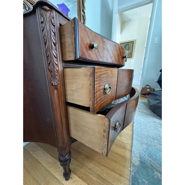 Antique Burled Walnut and Inlaid Marquetry Dresser Chest of Drawers For Sale - Image 9 of 10