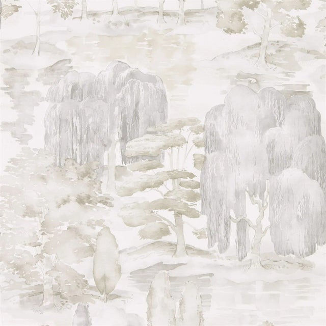Sanderson Waterperry Wallpaper in Ivory/Stone For Sale