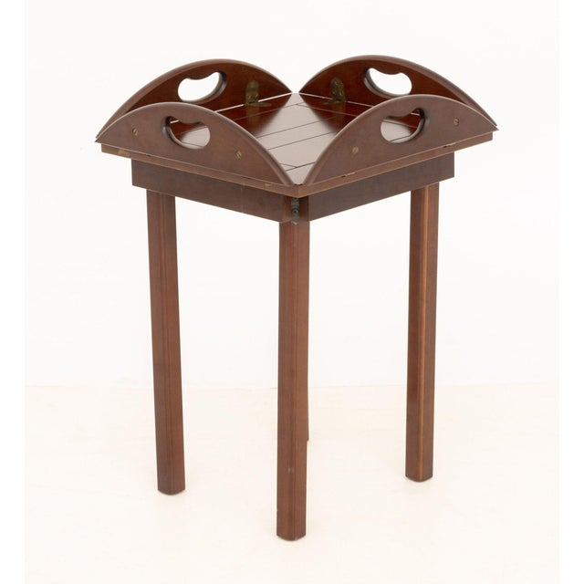 Wood Bombay Company Mahogany Circular Tray Table For Sale - Image 7 of 8
