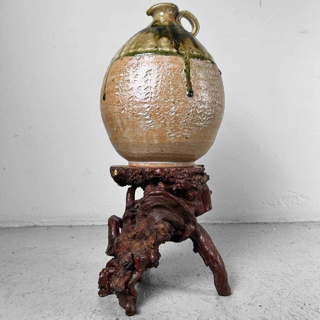 Mid-Century Modern Mid-Century Glazed Ceramic Shigaraki Jug, Japan, 1960s For Sale - Image 3 of 18