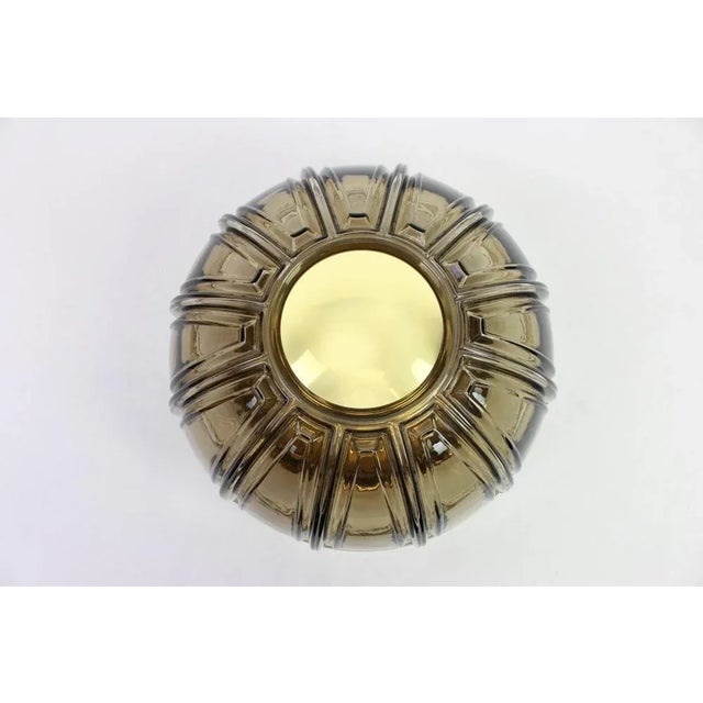 German Brass and Amber Glass Sconces or Flushmount by Limburg, 1960s, Set of 2 For Sale - Image 4 of 8