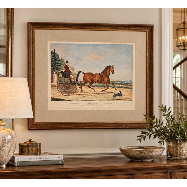 An exceptional original 19th-century hand-colored equestrian aquatint titled Artaxerxes, after a painting by celebrated...