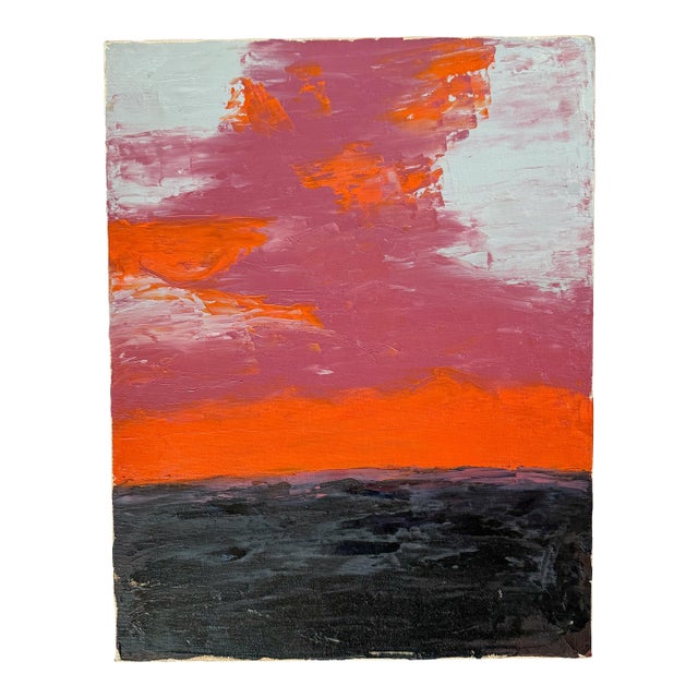 Sunset Landscape Acrylic Painting on Canvas, 14x18 For Sale