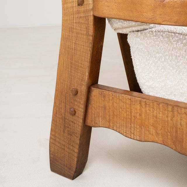 Brutalist Oak Upholstered Sofa, Antique, Belgium, Circa 1970 For Sale - Image 11 of 16
