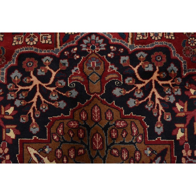 Mahvelat Rug 10′ X 13’2” Red Wool Vintage Traditional Hand-Knotted Carpet For Sale - Image 11 of 15