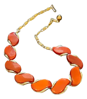 Vintage Lisner Burnt Orange Thermoset Necklace Signed