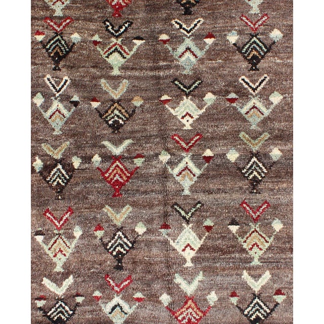 Tribal Arrow design Tulu vintage rug from Turkey in brown, red, mint green, rugEN-644, Keivan Woven Arts / country of...