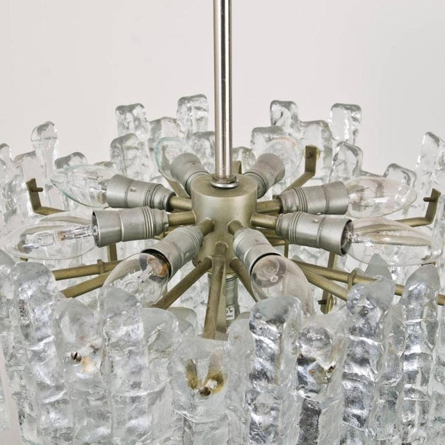 Gray Large Modern Ice Glass Chandeliers attributed to J. T. Kalmar, 1970, Set of 2 For Sale - Image 8 of 14