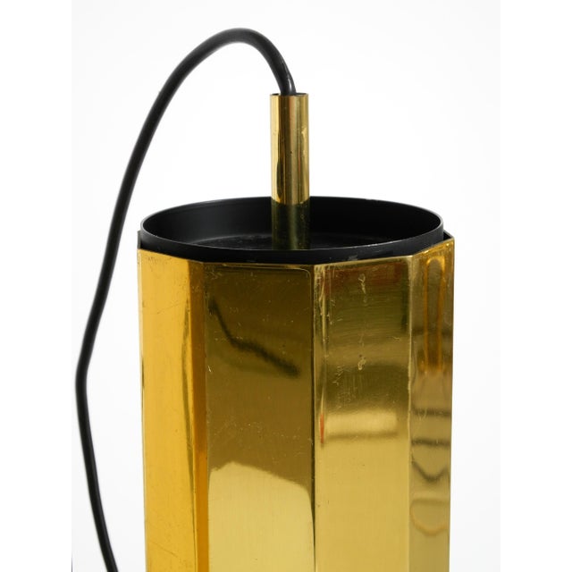 Large Decagonal Brass Pendant Lamps, 1960s, Set of 3 For Sale - Image 14 of 18