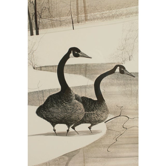 Almond P. Buckley Moss Large Frame Signed Lithograph Winter Scene with Geese For Sale - Image 8 of 13