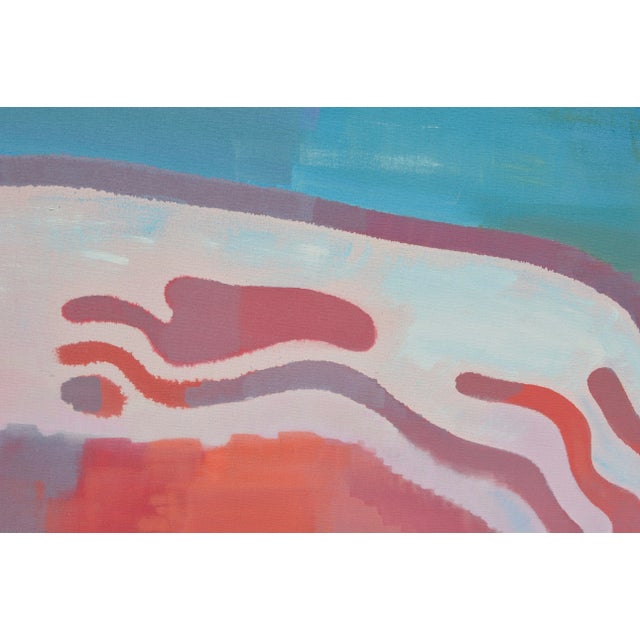 Striking abstract oil depicting San Francisco Bay salt ponds by Erle Loran (American, 1905-1999), Unframed. Measures 72"H...