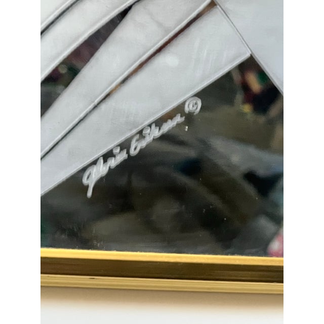 Vintage Postmodern Gloria Erickson Octagon Wall Mirror Brass Bird of Paradise 1980s For Sale In Palm Springs - Image 6 of 6