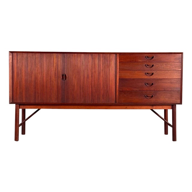 Danish Modern Tambour Credenza attributed to Peter Hvidt & Orla Mølgaard-Nielsen, 1960s For Sale