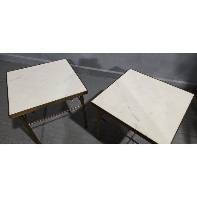 French Marble and Brass Lamp Tables, 1930, Set of 2 For Sale - Image 3 of 8