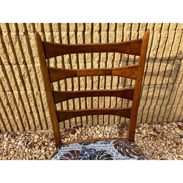 Mid 20th Century Mid Century Walnut Dining Table With Leaf and 4 High Ladder Back Dining Chairs. 1960s. For Sale - Image 5 of 12