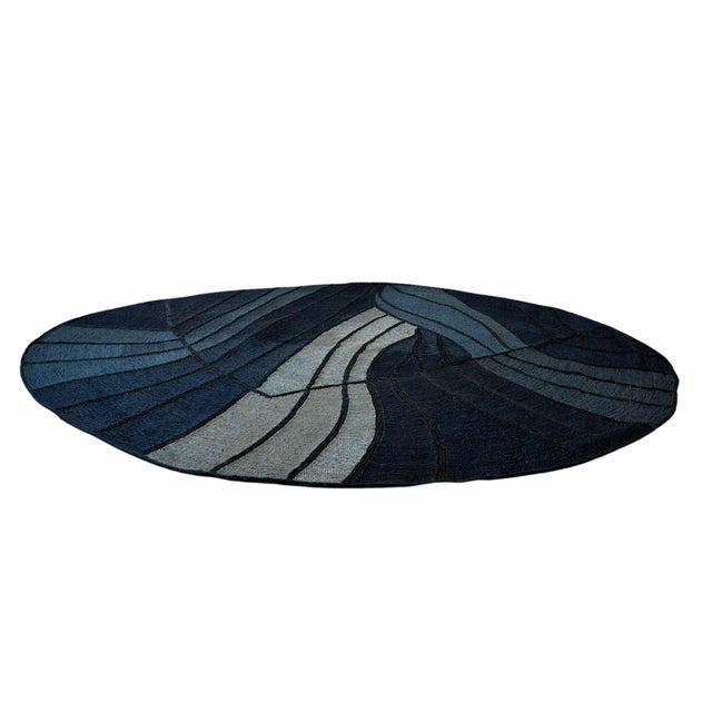 Blue Jiko II (Deep Sea) Rug by Kelechi Ejikeme for Swallo Studio For Sale - Image 8 of 11