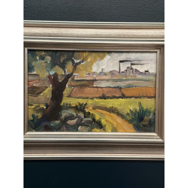 Industrial Landscape, 1976, Oil on Canvas For Sale - Image 4 of 9