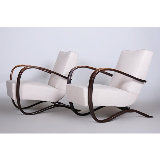 Art Deco H-269 Armchairs by J. Halabala for Up Závody, Czech, 1930s, Set of 2 For Sale - Image 3 of 15