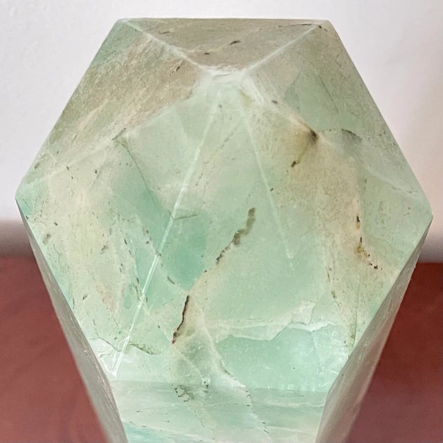 Green Asian Crystal Marble Hexagonal Obelisk For Sale In Los Angeles - Image 6 of 13