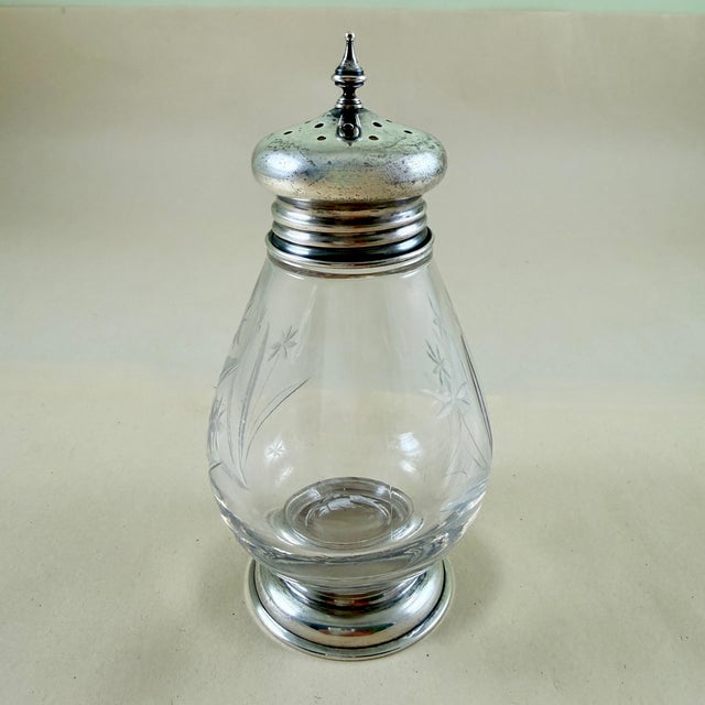 1910s Art Deco Era Whiting & Company Sterling Silver & Etched Glass Sugar Castor For Sale - Image 5 of 12