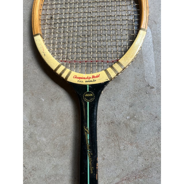 Vintage Collection of Miscellaneous Wooden Tennis Rackets With Guard and Cover For Sale - Image 4 of 11