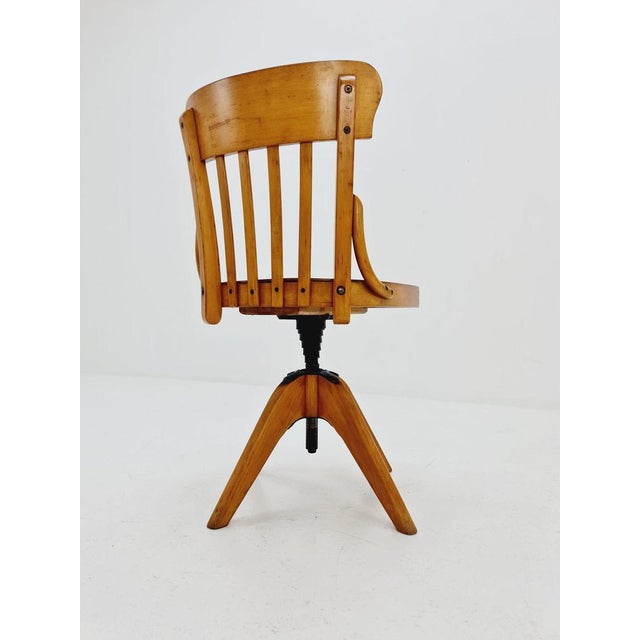 Brown Bauhaus Swivel Office Chair in Wood by Puffdreh Kontorchair, 1930s For Sale - Image 8 of 11