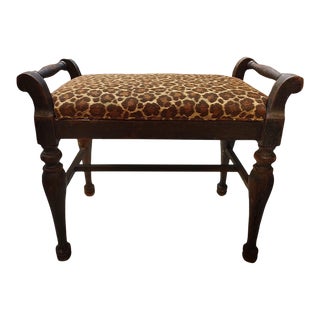 Antique Bench With Animal Print For Sale