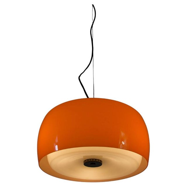 Mid-Century Orange Glass Ceiling Lamp attributed to Stilnovo, Italy, 1960s For Sale - Image 17 of 17