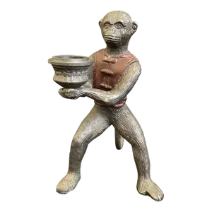 Antique Vienna Bronze Monkey Sculpture With a Candle Holder