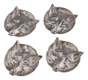 Silver Fox Head Dishes fom Asprey & Co., 1980s, Set of 4
