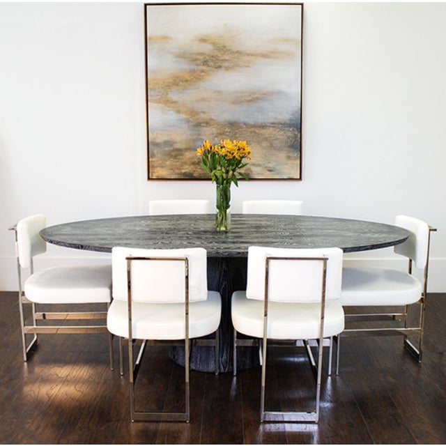 Worlds Away Matthew Izzo Home Jefferson Oval Black Cerused Oak Dining Table on Pedestal Base For Sale - Image 4 of 4
