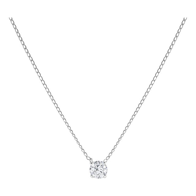 14K White Gold Floating 1/2 Cttw Lab Grown Diamond Solitaire Pendant Necklace - 18" Inches For Sale