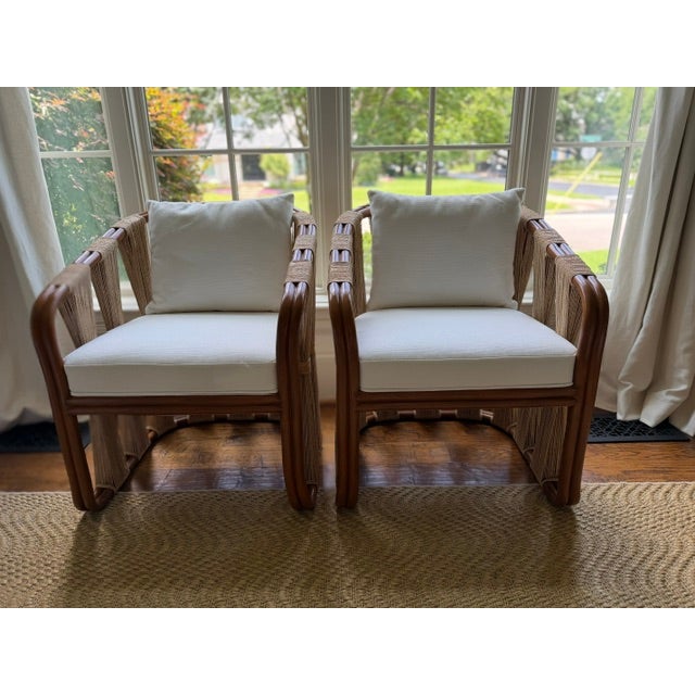 Coastal Palecek Strings Attached Arm Chair, Light - Set of 2 For Sale - Image 3 of 14