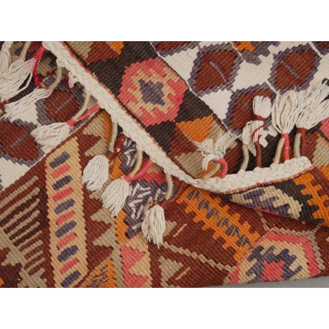 1970s Vintage Handmade Wool Cotton Chocolate Brown Runner Rug For Sale - Image 9 of 11