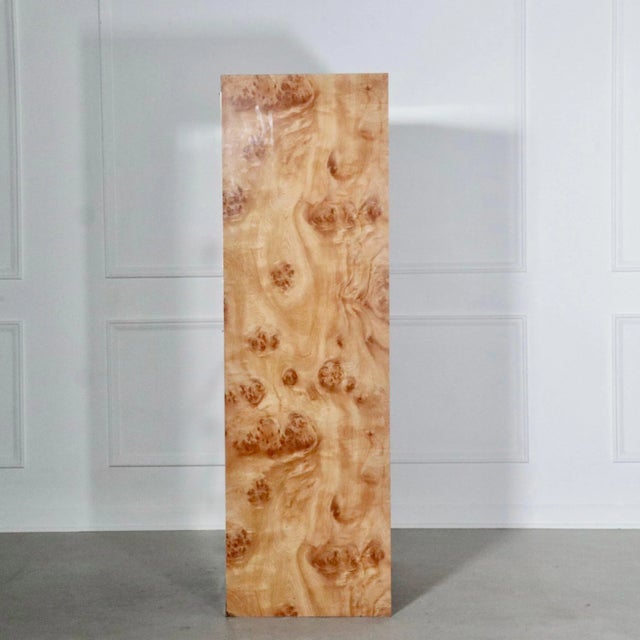 Mid-Century Modern 70's Baughman Style Faux Burl and Chrome Highboy Dresser For Sale - Image 3 of 7