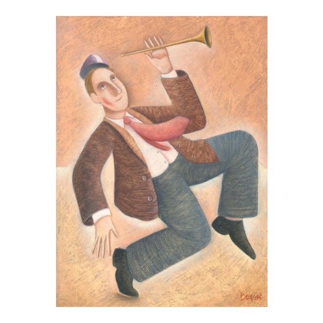 Una piccola perdita di equilibrio - Original Oil on Wooden Panel by C. Benghi - 2000s For Sale